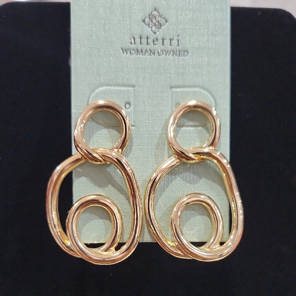 🔹️Atterri🔹️ Gold-Tone Loop Swirl Statement Earrings - Picture 1 of 8